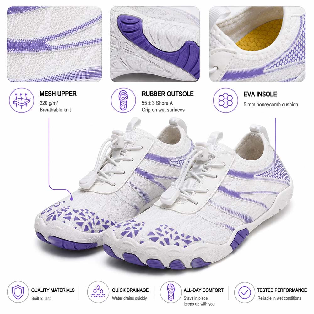 Unisex Barefoot Water Shoes | Inflatable Self-Rescue System | Treats Athlete’s Foot | Memory Foam Arch Support | Waterproof, Breathable & Sand-Resistant | Ultra-Lightweight Quick-Drying Aqua Shoes