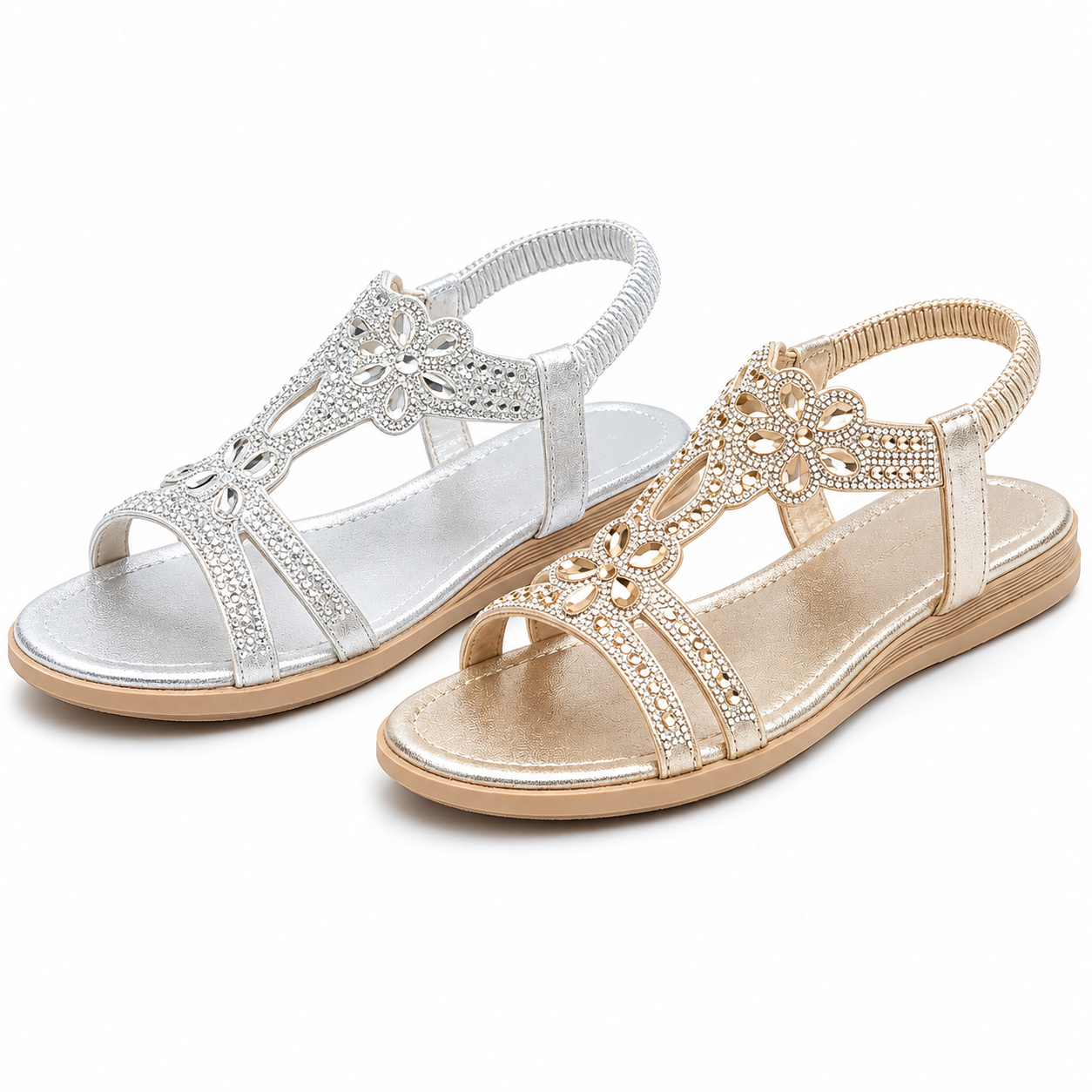 ✨ Women's Bohemian Rhinestone Sandals – Ultimate Comfort, Elastic Strap & Summer Elegance
