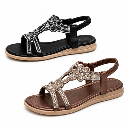 ✨ Women's Bohemian Rhinestone Sandals – Ultimate Comfort, Elastic Strap & Summer Elegance