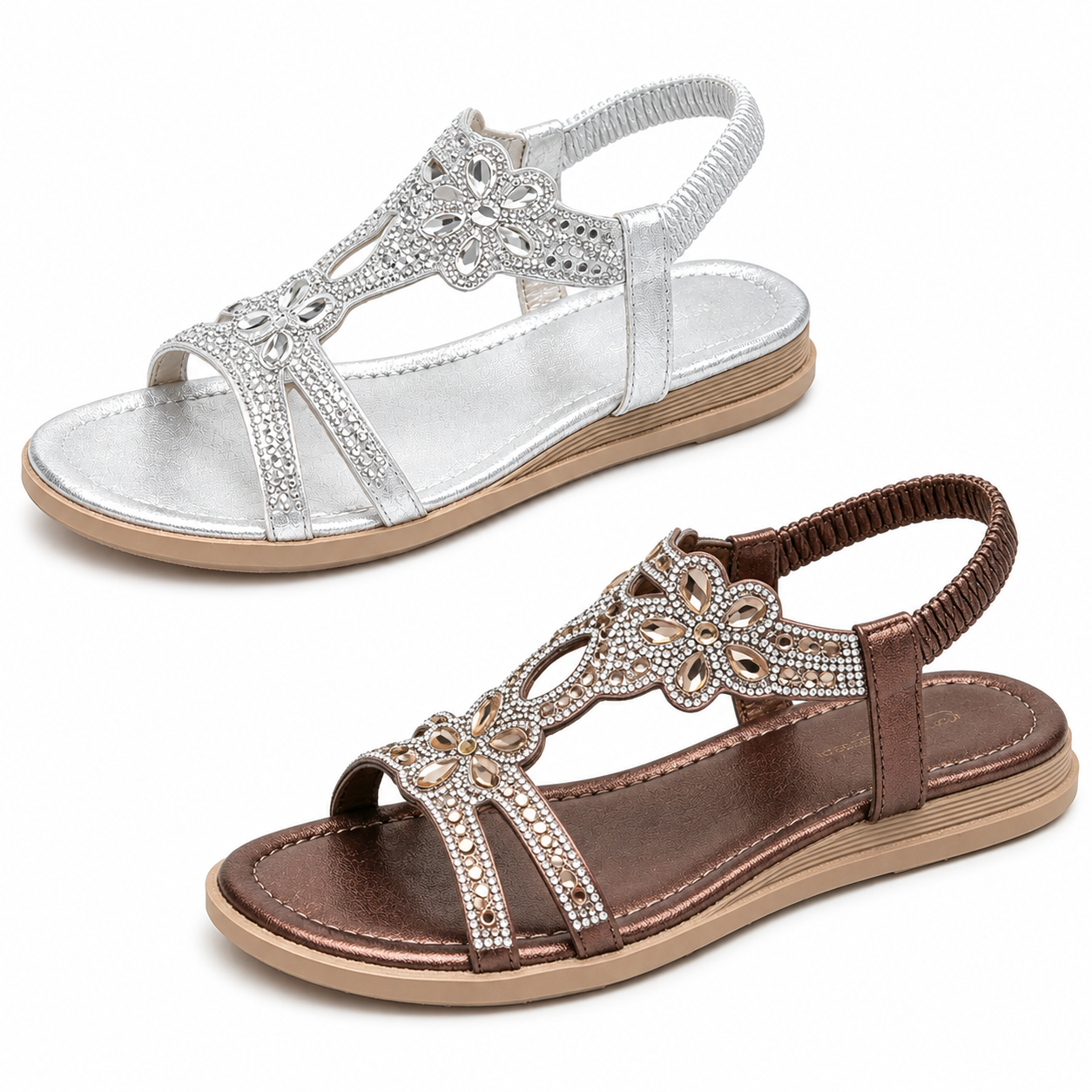 ✨ Women's Bohemian Rhinestone Sandals – Ultimate Comfort, Elastic Strap & Summer Elegance