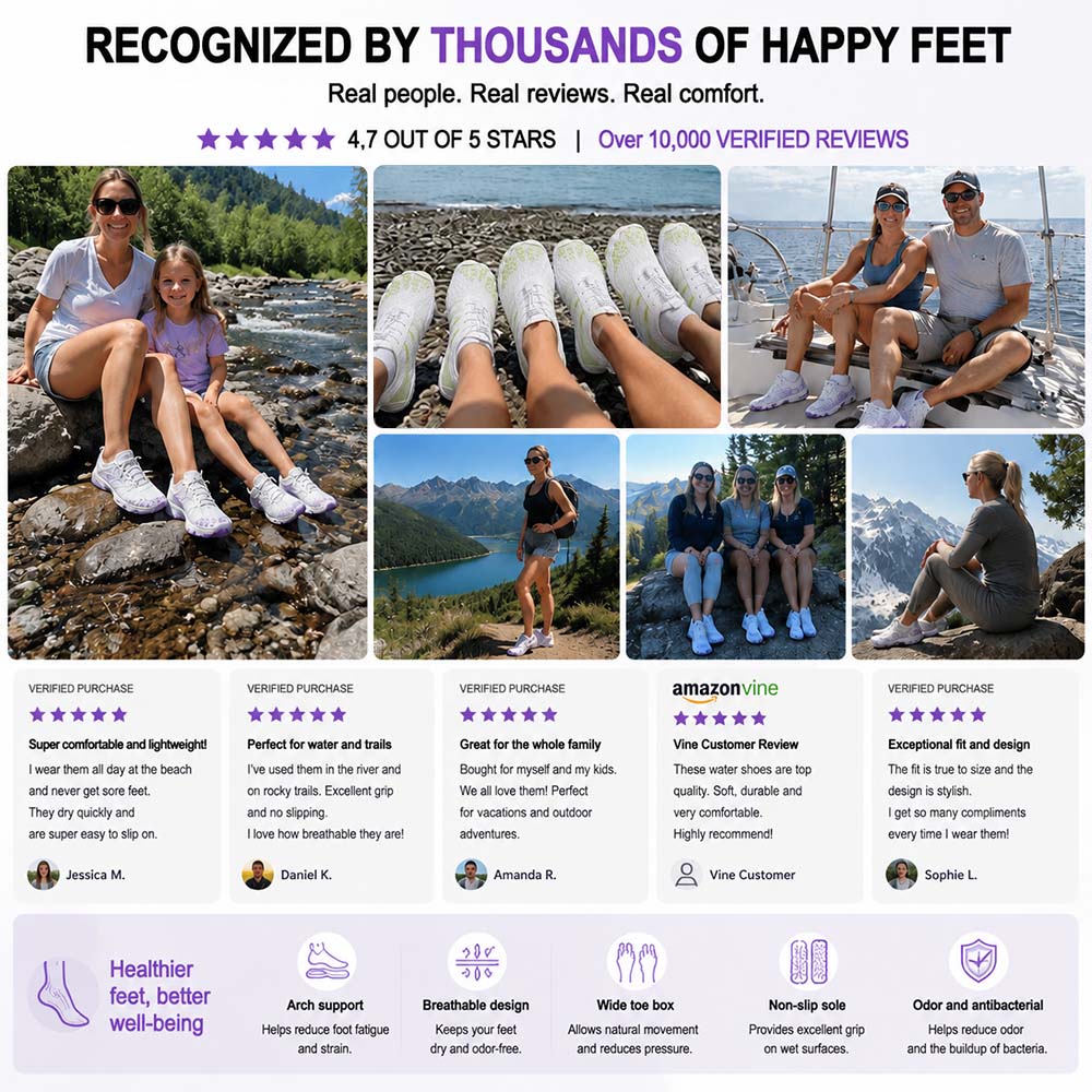 Unisex Barefoot Water Shoes | Inflatable Self-Rescue System | Treats Athlete’s Foot | Memory Foam Arch Support | Waterproof, Breathable & Sand-Resistant | Ultra-Lightweight Quick-Drying Aqua Shoes