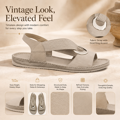 Vintage Buckle Slides for Women & Men – Suede-Look Adjustable Strap Sandals, Comfortable Everyday Walking Shoes with Cushioned Footbed