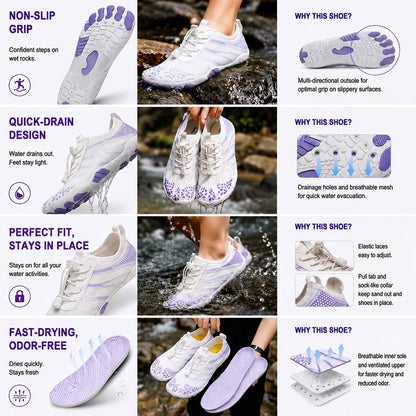 Unisex Barefoot Water Shoes | Inflatable Self-Rescue System | Treats Athlete’s Foot | Memory Foam Arch Support | Waterproof, Breathable & Sand-Resistant | Ultra-Lightweight Quick-Drying Aqua Shoes