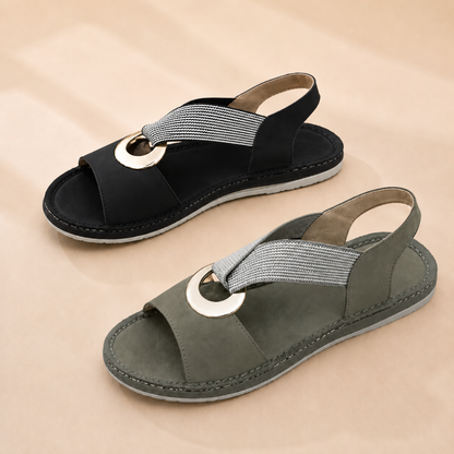 Vintage Buckle Slides for Women & Men – Suede-Look Adjustable Strap Sandals, Comfortable Everyday Walking Shoes with Cushioned Footbed