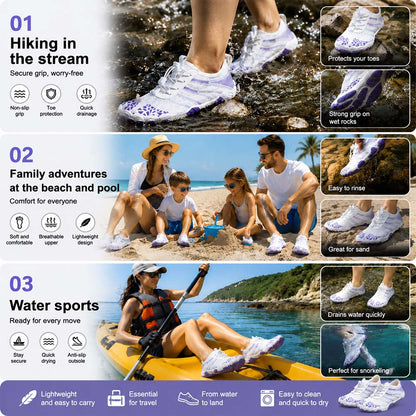 Unisex Barefoot Water Shoes | Inflatable Self-Rescue System | Treats Athlete’s Foot | Memory Foam Arch Support | Waterproof, Breathable & Sand-Resistant | Ultra-Lightweight Quick-Drying Aqua Shoes