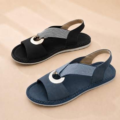 Vintage Buckle Slides for Women & Men – Suede-Look Adjustable Strap Sandals, Comfortable Everyday Walking Shoes with Cushioned Footbed