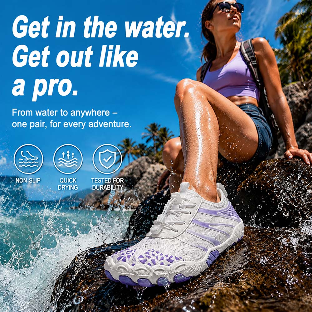 Unisex Barefoot Water Shoes | Inflatable Self-Rescue System | Treats Athlete’s Foot | Memory Foam Arch Support | Waterproof, Breathable & Sand-Resistant | Ultra-Lightweight Quick-Drying Aqua Shoes