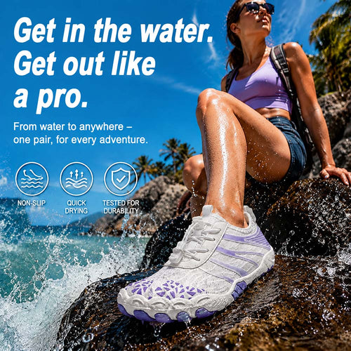 Unisex Barefoot Water Shoes | Inflatable Self-Rescue System | Treats Athlete’s Foot | Memory Foam Arch Support | Waterproof, Breathable & Sand-Resistant | Ultra-Lightweight Quick-Drying Aqua Shoes