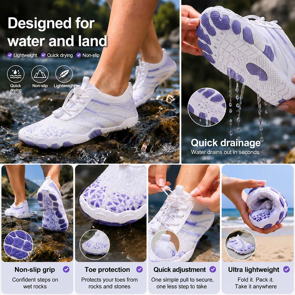 Unisex Barefoot Water Shoes | Inflatable Self-Rescue System | Treats Athlete’s Foot | Memory Foam Arch Support | Waterproof, Breathable & Sand-Resistant | Ultra-Lightweight Quick-Drying Aqua Shoes