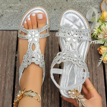 ✨ Women's Bohemian Rhinestone Sandals – Ultimate Comfort, Elastic Strap & Summer Elegance