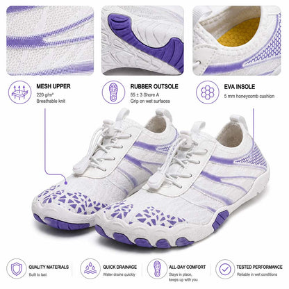 Unisex Barefoot Water Shoes | Inflatable Self-Rescue System | Treats Athlete’s Foot | Memory Foam Arch Support | Waterproof, Breathable & Sand-Resistant | Ultra-Lightweight Quick-Drying Aqua Shoes