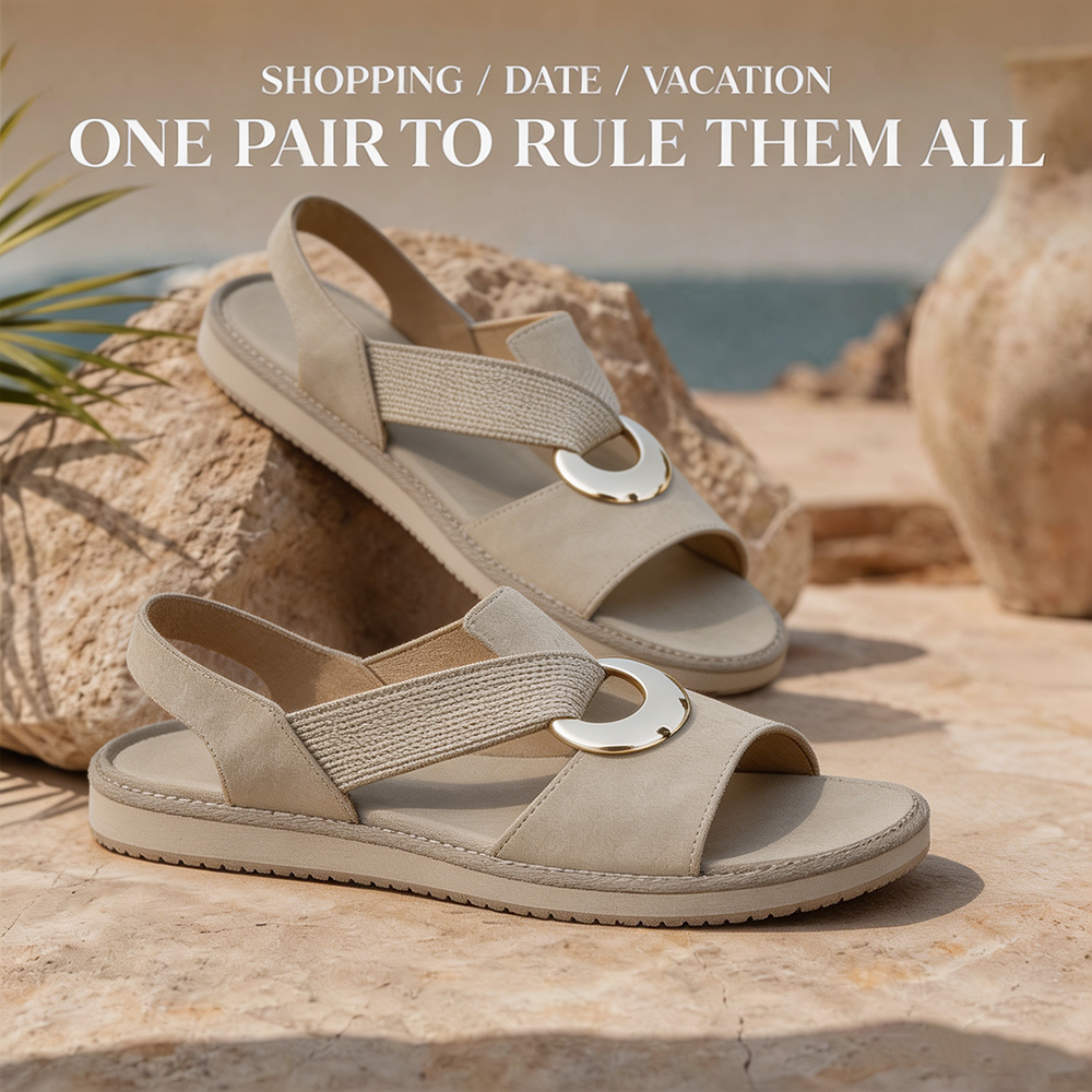 Vintage Buckle Slides for Women & Men – Suede-Look Adjustable Strap Sandals, Comfortable Everyday Walking Shoes with Cushioned Footbed