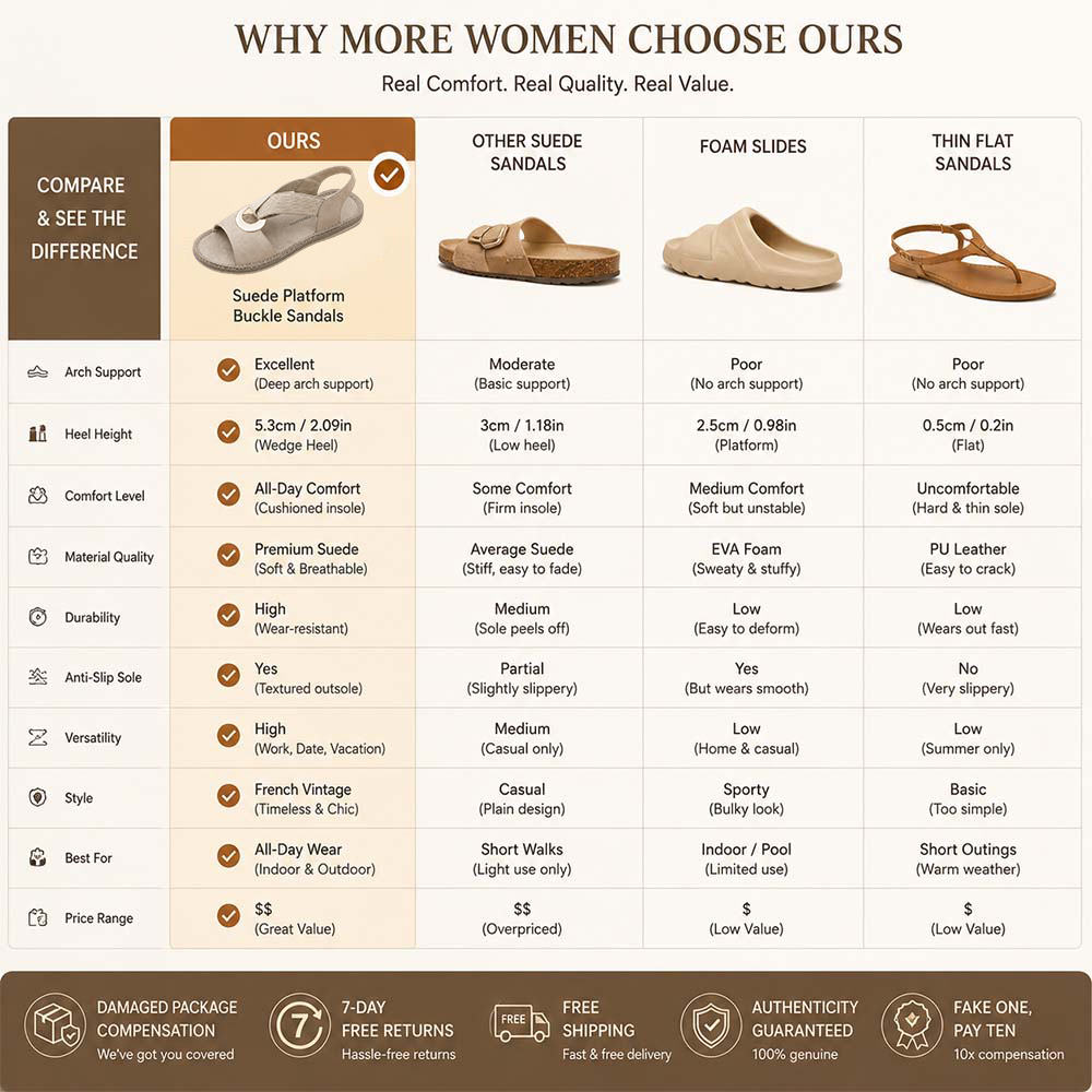 Vintage Buckle Slides for Women & Men – Suede-Look Adjustable Strap Sandals, Comfortable Everyday Walking Shoes with Cushioned Footbed