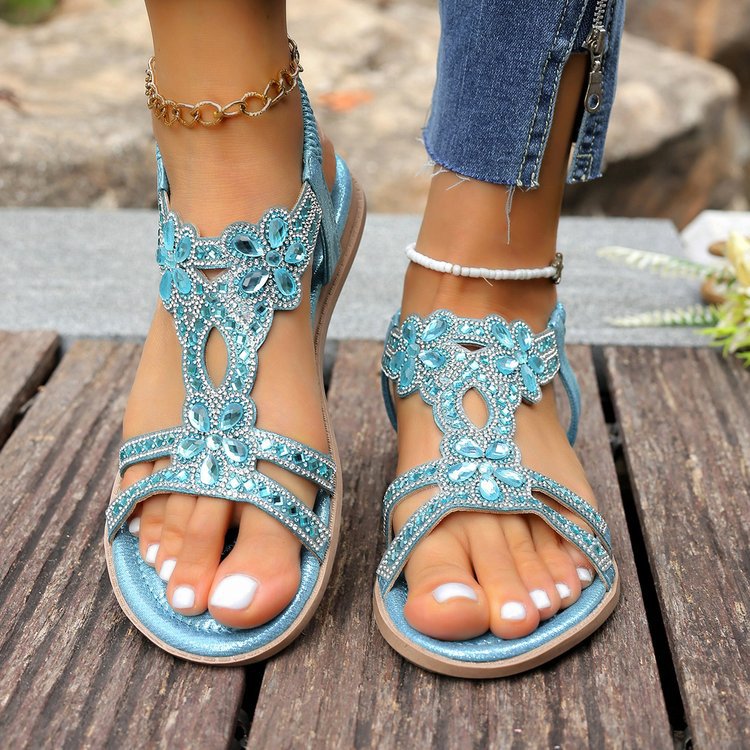 ✨ Women's Bohemian Rhinestone Sandals – Ultimate Comfort, Elastic Strap & Summer Elegance