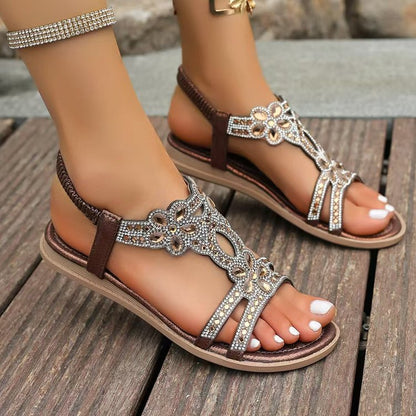 ✨ Women's Bohemian Rhinestone Sandals – Ultimate Comfort, Elastic Strap & Summer Elegance