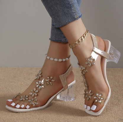 🔥Last Day Promotion 50% OFF – Women’s Rhinestone Flowers Decor Flat Sandals