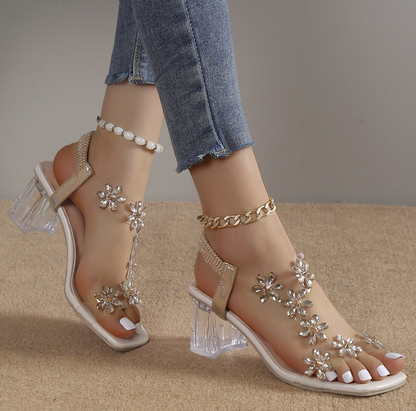 🔥Last Day Promotion 50% OFF – Women’s Rhinestone Flowers Decor Flat Sandals