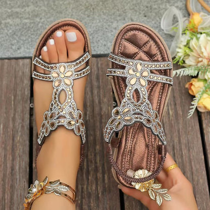 ✨ Women's Bohemian Rhinestone Sandals – Ultimate Comfort, Elastic Strap & Summer Elegance