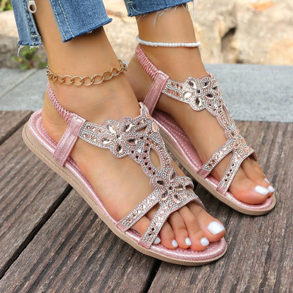 ✨ Women's Bohemian Rhinestone Sandals – Ultimate Comfort, Elastic Strap & Summer Elegance