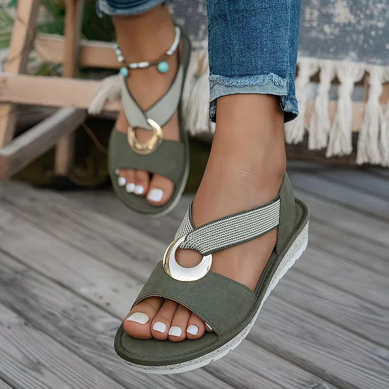 Vintage Buckle Slides for Women & Men – Suede-Look Adjustable Strap Sandals, Comfortable Everyday Walking Shoes with Cushioned Footbed