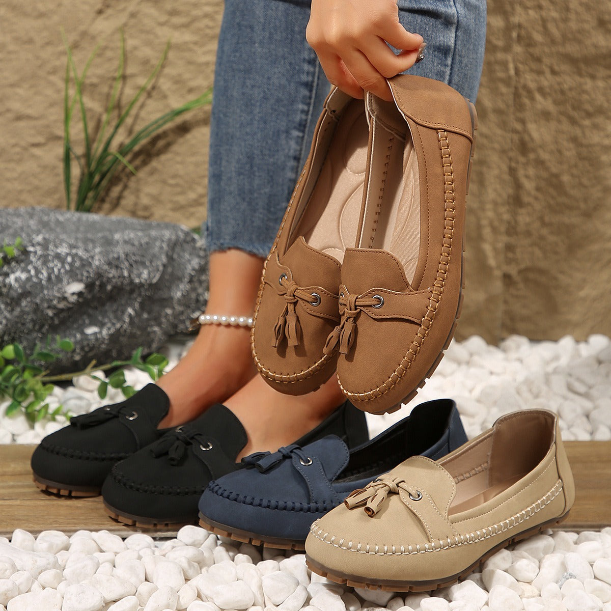 🌍❤️ Last Day:Clearance Sale ❤️Women's Hollow SoftLeather Breathable Moccasins Sandals 2026